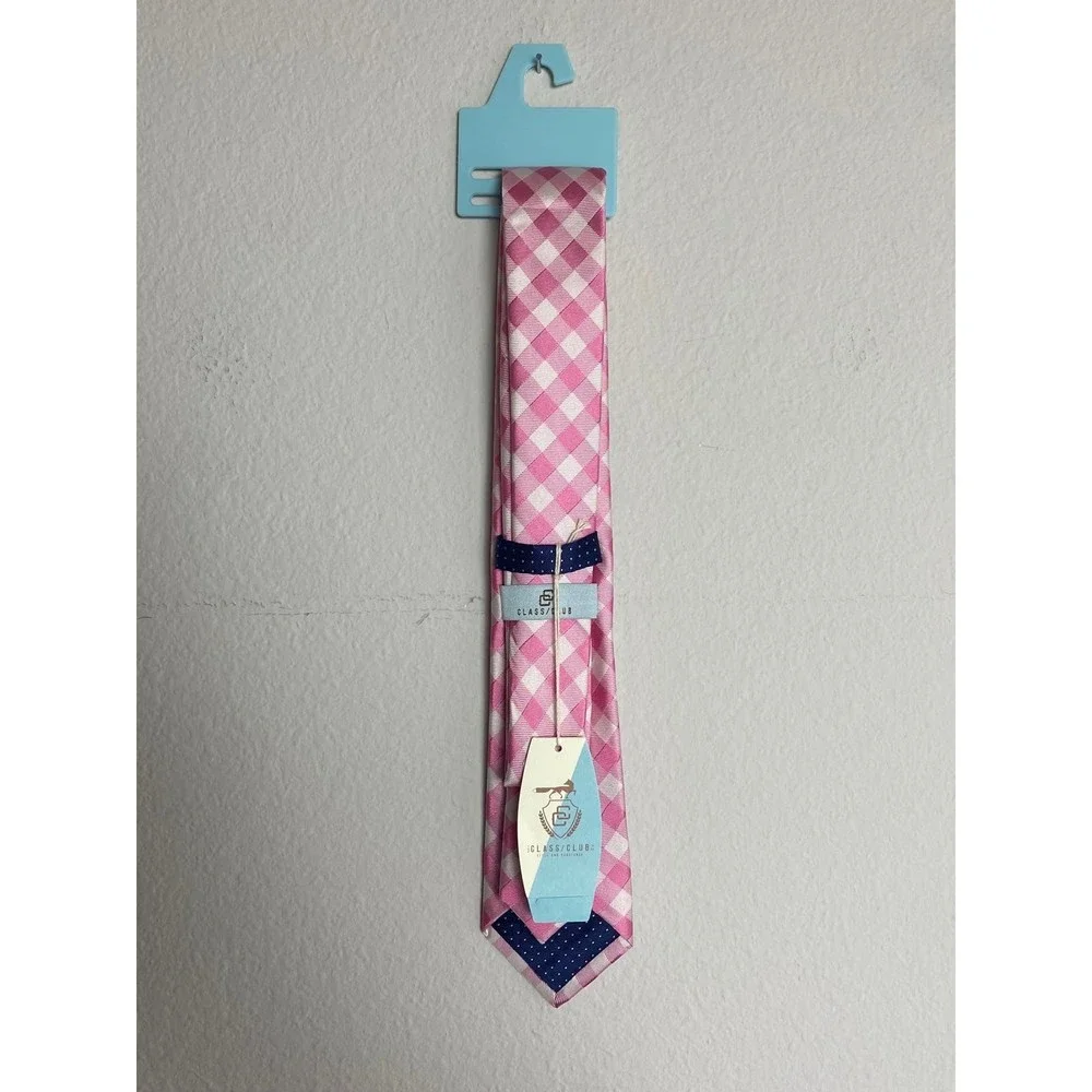 Class Club Pink Gingham 50” Boys Silk Tie